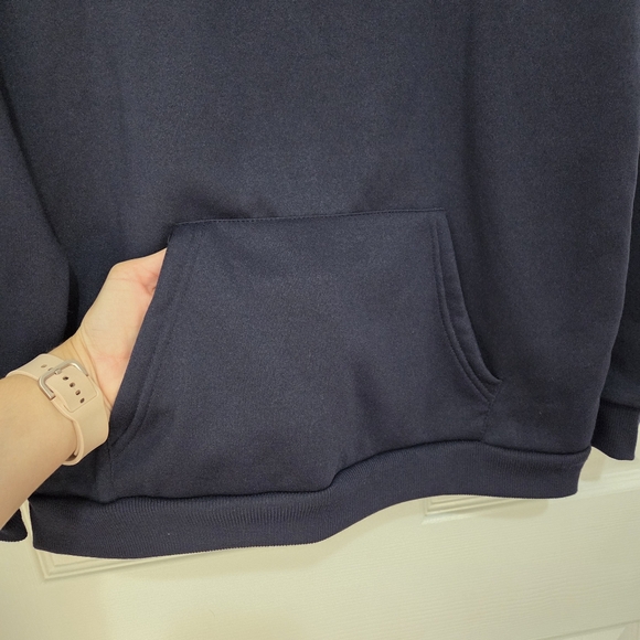 Women Quarter Zip Drop Shoulder Navy Blue Pullover Sweater Size S - Picture 4 of 9